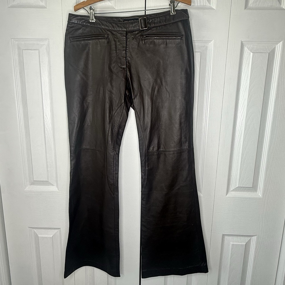 Industry Brown Leather‎ Flare Pants Lined Women's Sz 10 32X30 GORGEOUS!